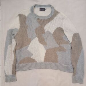 Wooden Ships Blue Tan Camo Pullover Sweater, size Small/Medium